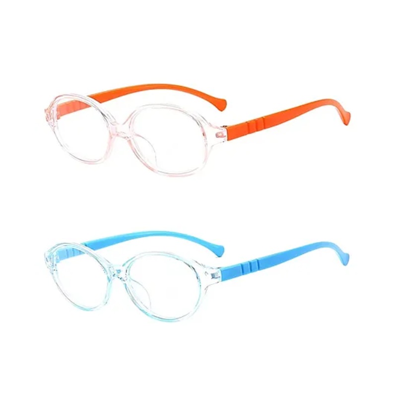 SYGA Pack of 2 Kids Anti-Blue Light Blocking Lightweight Retro Round Glasses for Age 4 to 9 Years old (Orange & Blue)