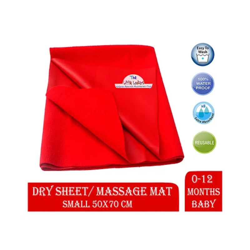THE LITTLE LOOKERS Quicky Dry Sheets Massage Mats Water Proof Bed Protector Crib Sheets Reusable 50x70cm (Small – Red)