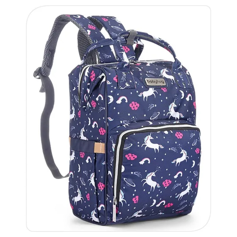 Babyhug Diaper Backpack Unicorn Print – Navy Blue