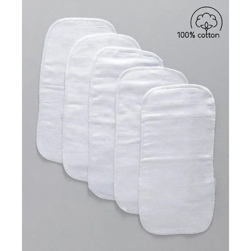 Babyhug Muslin Cotton Cloth Nappy Insert  Pack Of 5 – White