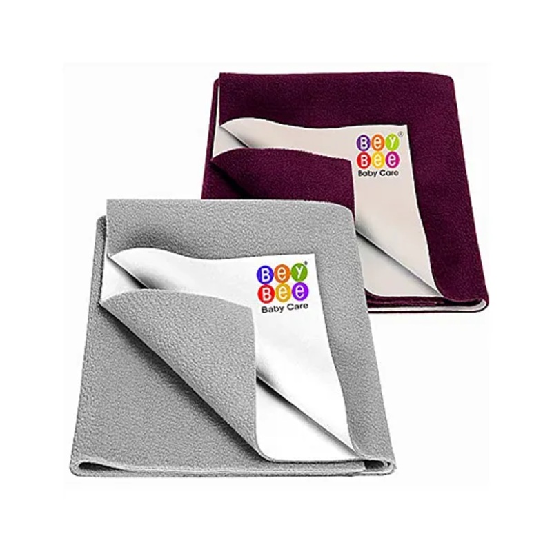 BeyBee Anti-Piling Fleece Extra Absorbent Quick Dry Sheet for Baby Small Size – Grey & Purple