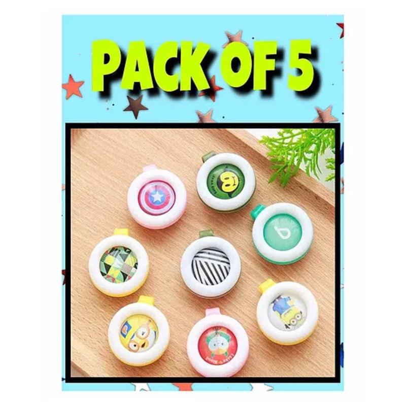 Boxot Impex Reusable Mosquito Repellent Badge Pack of 5 (Color and Design May Vary)