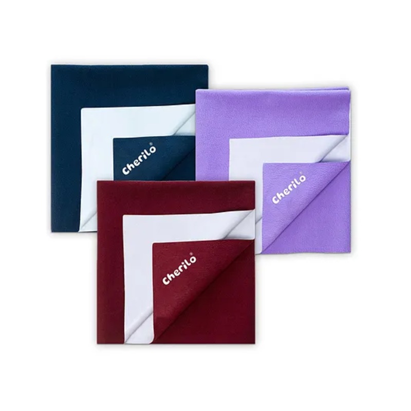 Cherilo Waterproof Reusable Baby Dry Sheet Large, Pack of 3 – Maroon  Violet & Navy Blue
