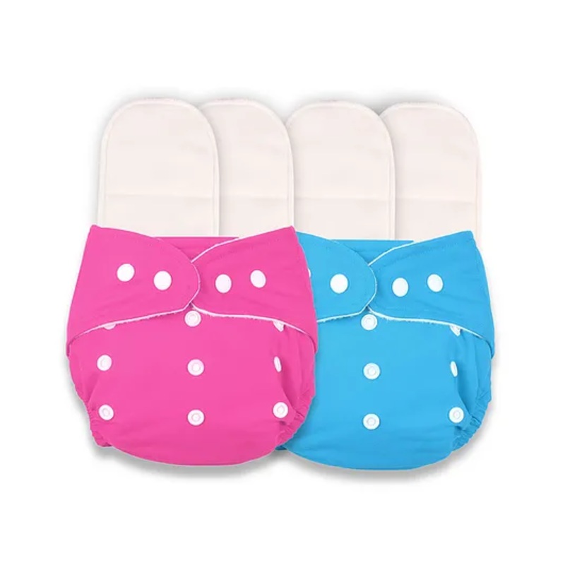 Deedry Reusable Cloth Diapers With 4 Insert Pack of 2 – Pink Blue