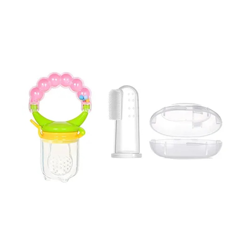 Enorme Baby Silicone Finger Toothbrush and Fruit Food Feeder Nibbler Pacifier (Color May Vary)