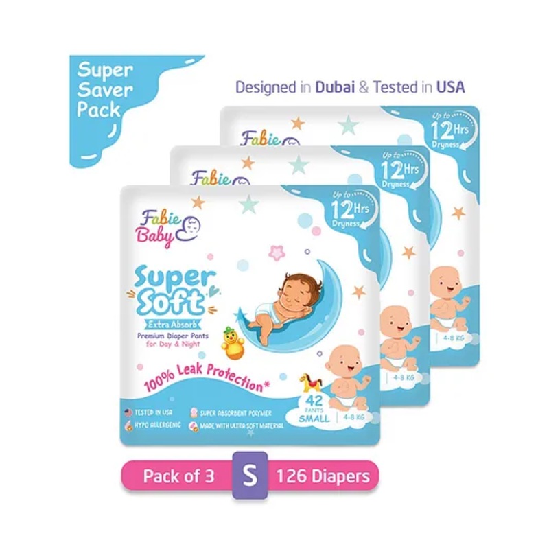Fabie Baby Pant Style Diaper Small Size (42Pcs) – Pack of 3