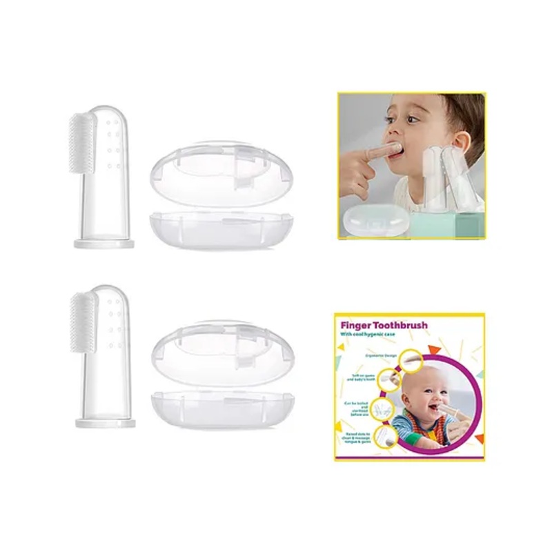 INPOUT Pack of 2 silicon Finger Toothbrushes(Color may vary)