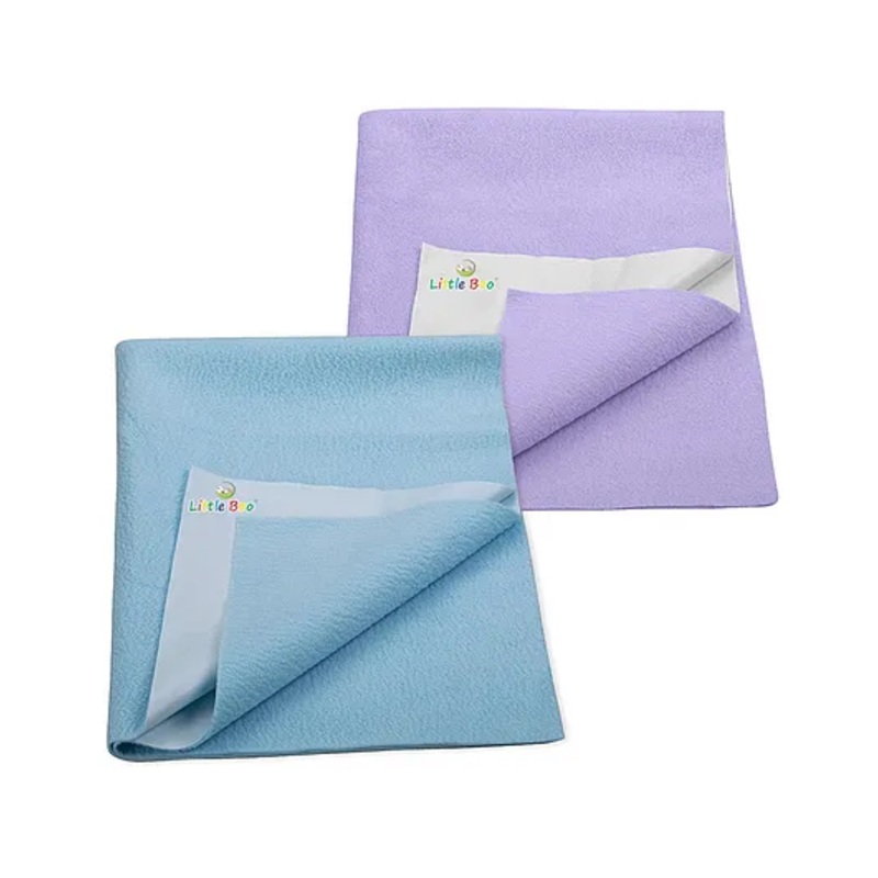 Little Boo Instadry Baby Bed Protector Sheet, Waterproof, small L 70 x B 50cm, Pack of 2 -SkyBlue & Violet