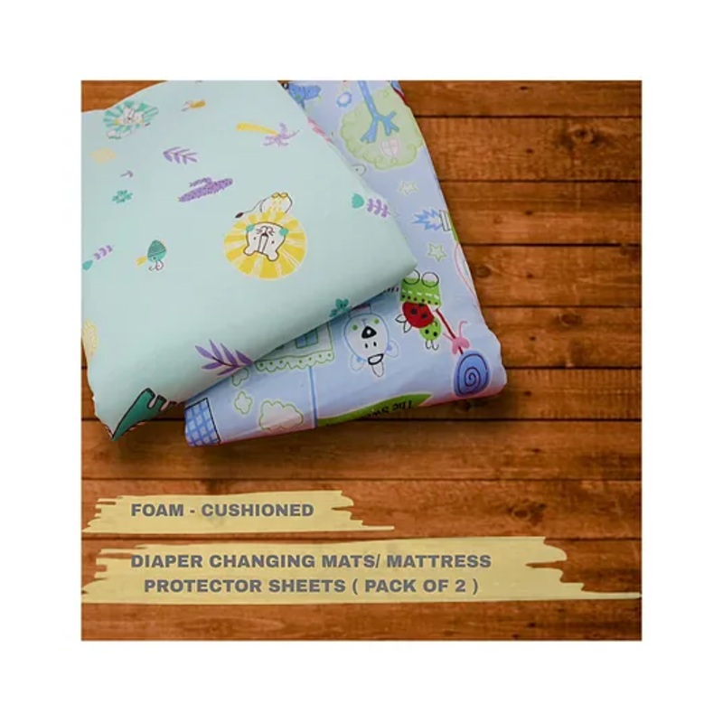 Lollipop Lane Foam-Cushioned Waterproof Sheet Quick-Dry Diaper Changing Mat for Baby – LARGE (Blue and Green) (Pack of 2)