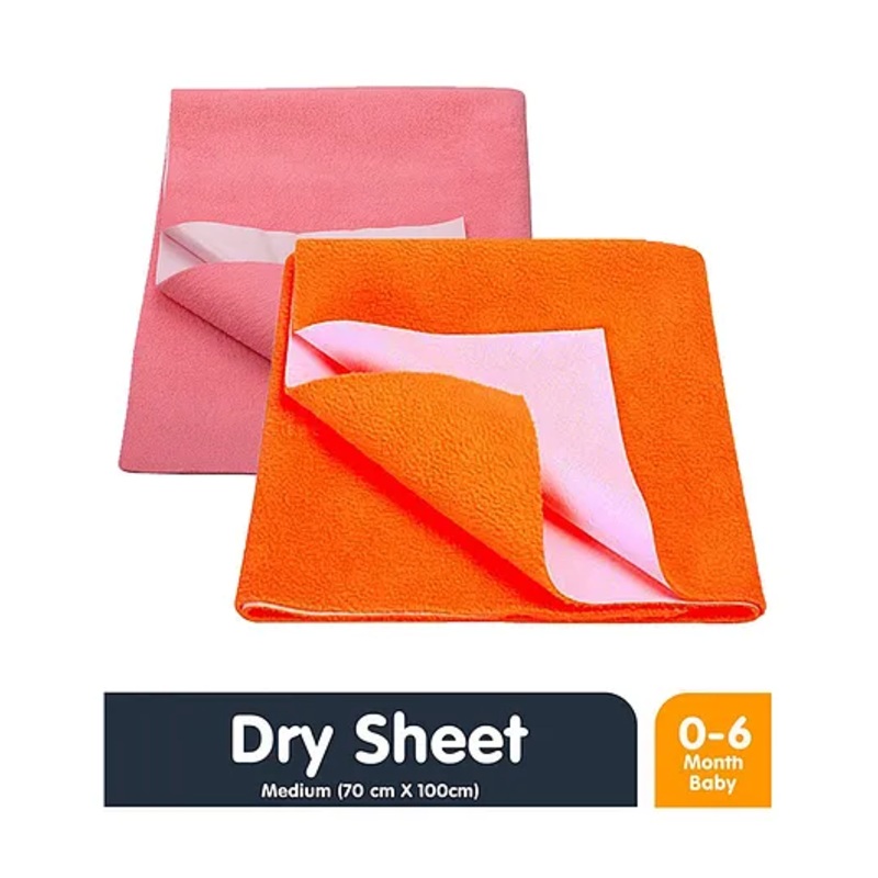 Mom’s Home Bed Protector Dry Sheet Medium Size Pink & Orange – Pack of 2