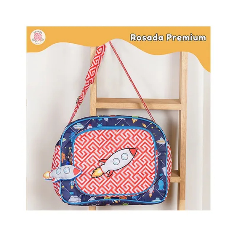 Rosada Space Trendy Mini Sling Diaper Bag for Baby Mom | Outing Travel Lightweight Waterproof Washable Spacious Zip Compartments and Shoulder Sling with Hanging Soft Toy  Mini