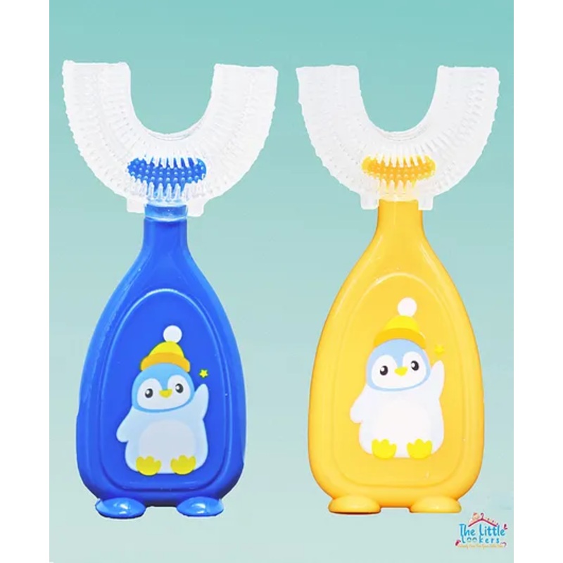 The Little Lookers Soft Sillicone U-Shaped Head 360 Toothbrush Pack Of 2 – Yellow Blue (Print May Vary)