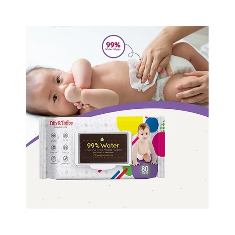 Tiffy & Toffee Premium Baby Skincare Wet Wipes With Aloe Vera – 80 Pieces