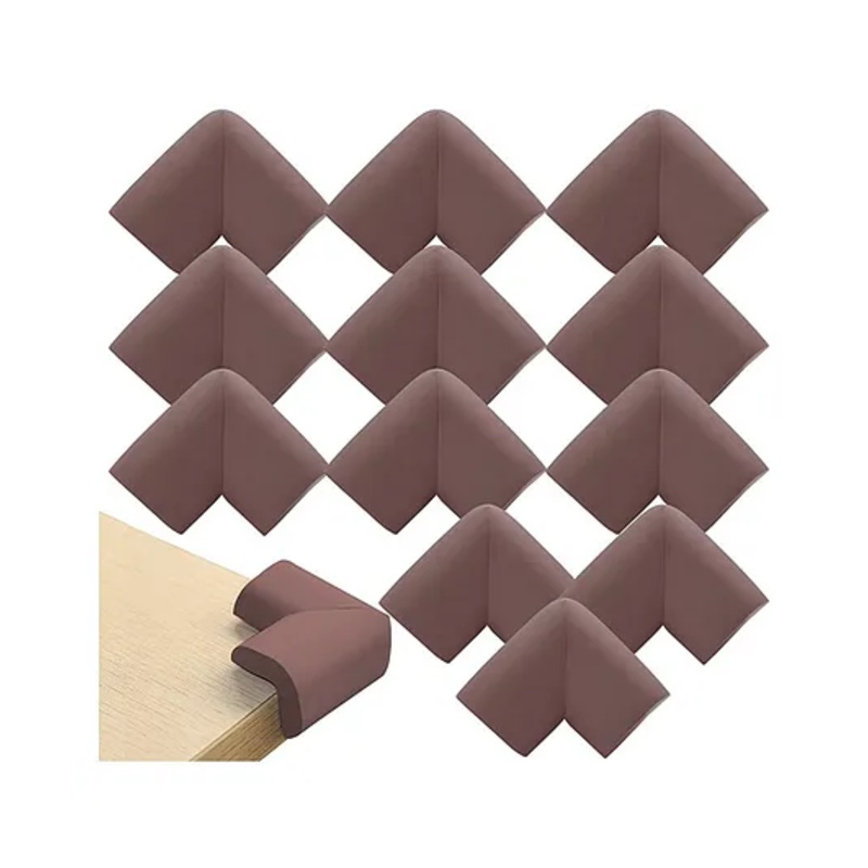 Baby Miniature L-Shaped Baby Safety Corner Protector Pack Of 12 – Brown