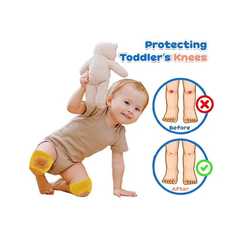 Babymoon Designer Baby Kneepads for Protection Knee Pads for Crawling, Anti-Slip Safety Protector – Tiger Yellow