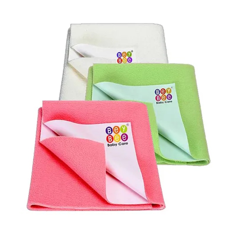BeyBee Cotton Baby Bed Protecting Mat Small – Salmon Rose Ivory Light Green White