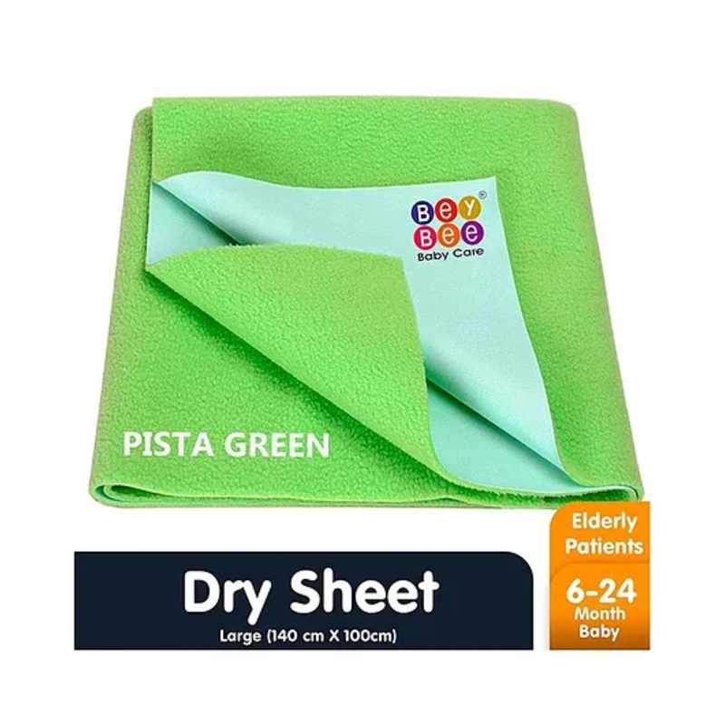 BeyBee Just Dry Baby Care Waterproof Bed Protector Sheet,  Large -Light Green