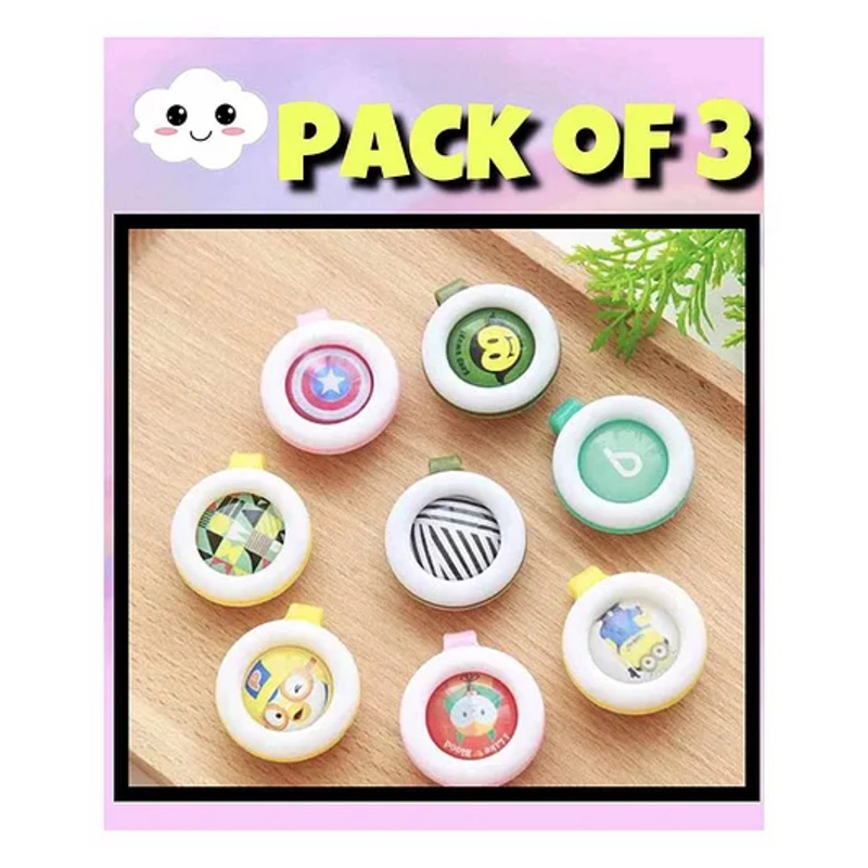 Boxot Impex Reusable Mosquito Repellent Badge Pack of 3 (Color and Design May Vary)