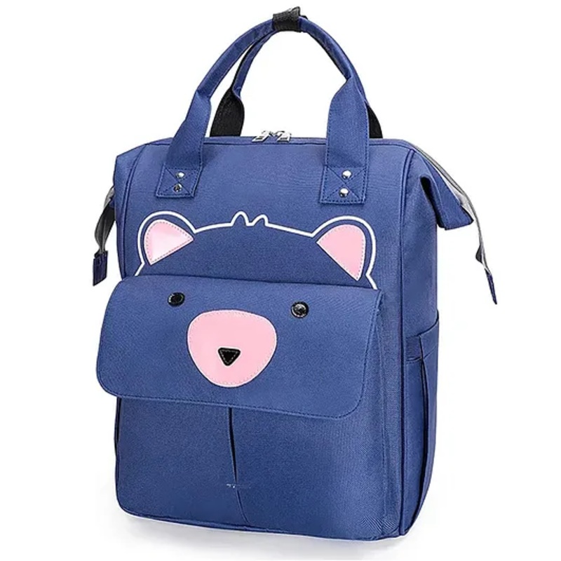 House of Quirk Bear Print Baby Diaper Bag with Insulated Pockets – Blue