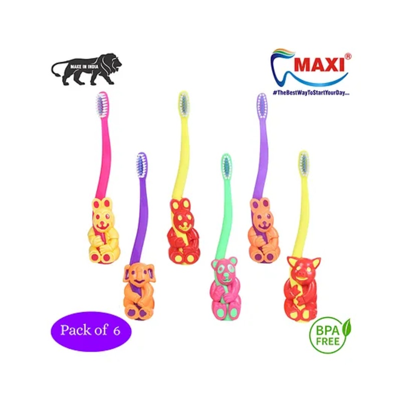MAXI Bingo Junior Toothrush Pack of 6 – Multicolor