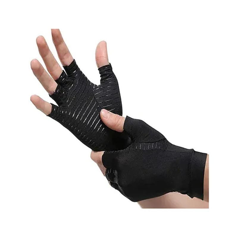 MOMISY Arthritis Copper Infused Finger Less Compression Small Gloves – Black