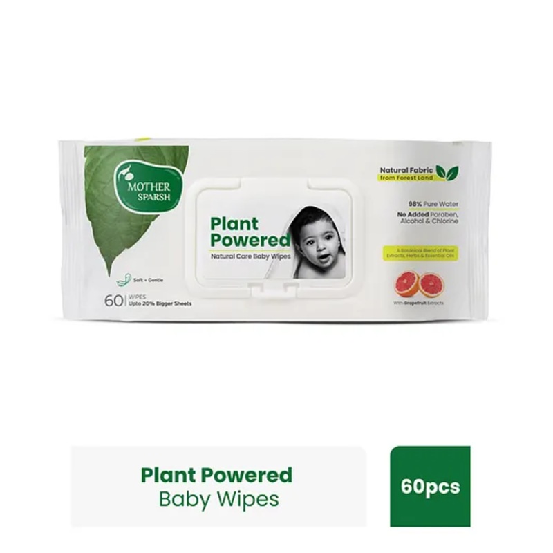 Mother Sparsh Baby Plant Powered Natural Baby Wipes With Grapefruit Extract – 60 Pieces