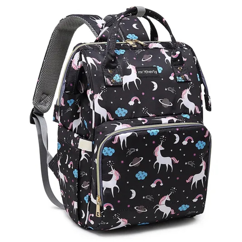 Motherly Elegant Diaper Bag for Mothers for Travel with Warranty | Spacious Diaper Bags for Mom | Baby Bag for Mother Travel (Unicorn Black)