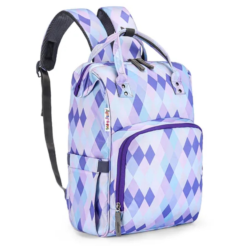 Multipurpose Diaper Backpack Geometric Print- Light Purple