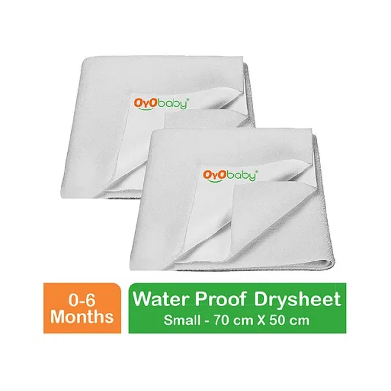 OYO BABY Anti-Piling Fleece Extra Absorbent Instant Dry Sheet, Baby Bed Protector, Waterproof Sheet, Small (70cm x 50cm), Pack of 2 – Ivory