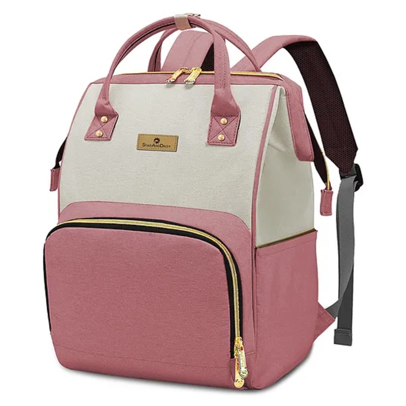 StarAndDaisy Baby Bag for Mother Travel Maternity Bag with Multi Compartments, Insulated Bottle Pockets, Waterproof, Dark Pink