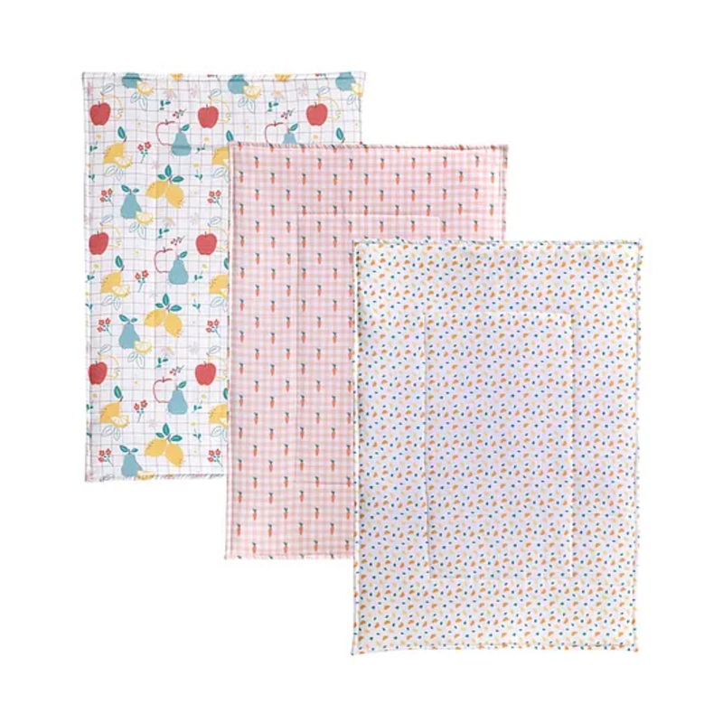 Tidy Sleep Nappy Bed Protector with Foam Fruit Print Pack of 3 – Milticolor