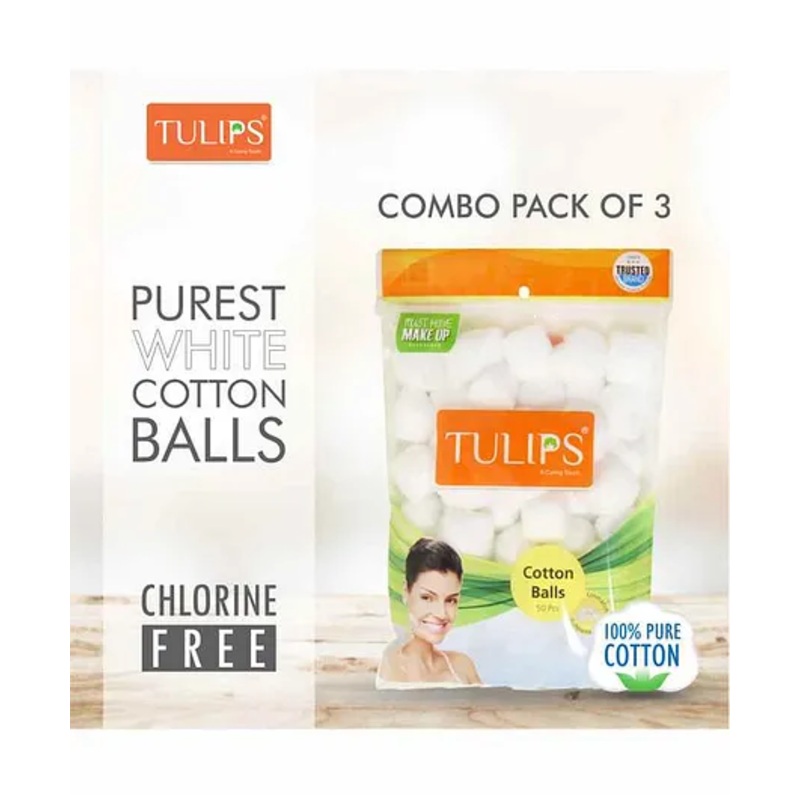 Tulips White Cotton Balls Pack of 3 – 50 Pieces Each