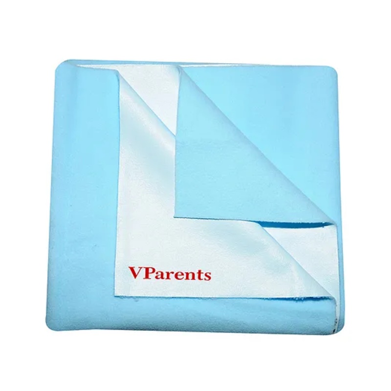 VParents Chubby Cheeks Water Proof Baby Bed Protector Reusable Dry Sheet Large – Sky Blue