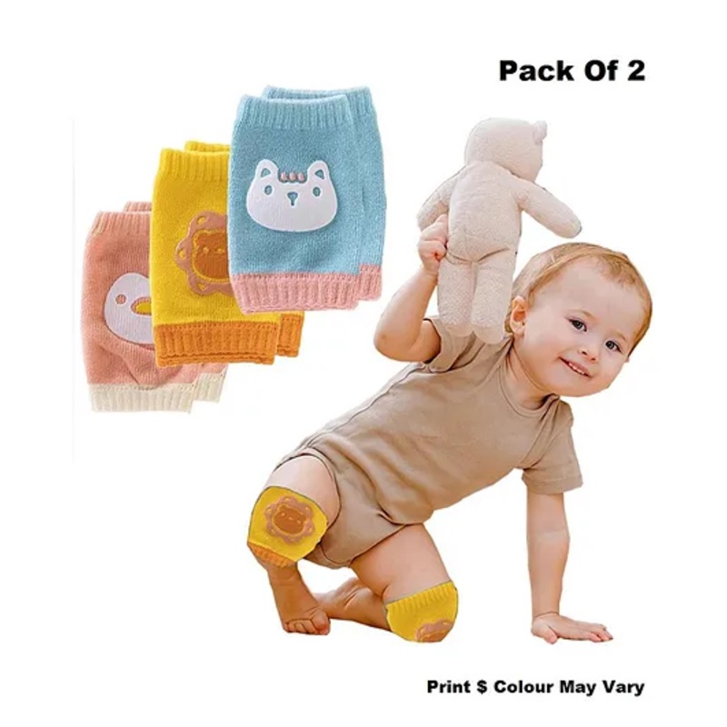 Baby Miniature Baby Kneepad Breathable Animal Face Baby Knee Pads for Crawling Baby Knee Protector -Pack of 2-Multi Color
