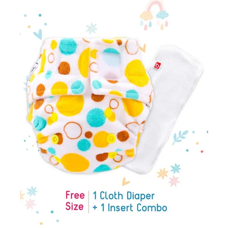 Babyhug New Born Reusable Cloth Nappies With SmartDry Abstract Print  – White