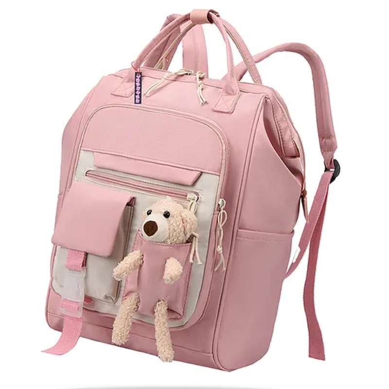 Bembika Diaper Bags for Mom And Dad Kids Diaper Bags For Travel Backpack With Teddy  Pink