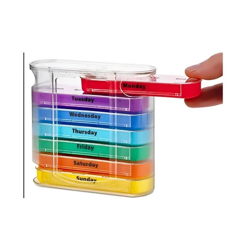 COZY VIBES mini medicine portable travel pill box high quality pill case weekly 4x7days pill box – PACK OF 1 – COLOR MAY VARY