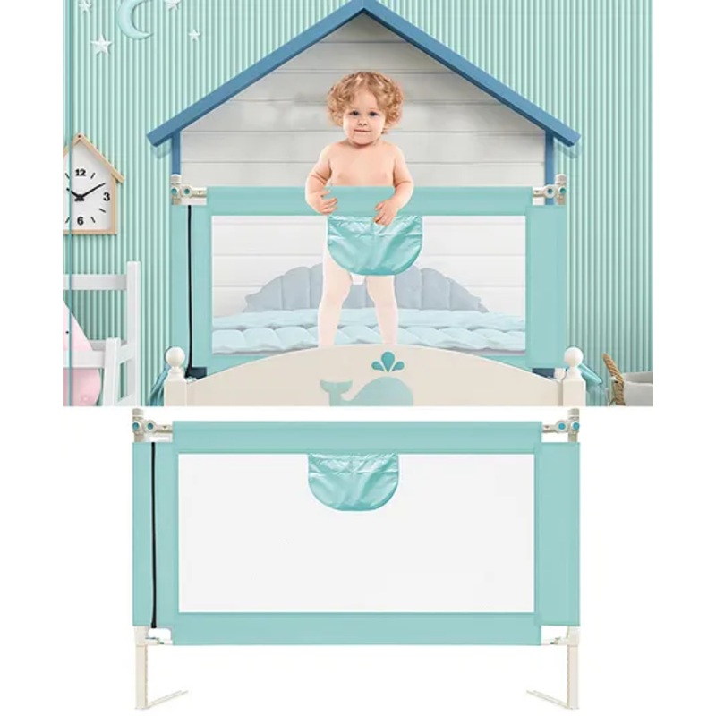 JUNIOR JOE Baby Bed Guard Rail for Kids, Toddler and Protect Children’s Sleep Safety, Folding Travel Portable Bed Rail (Blue, 5 FEET(Pack of 1))