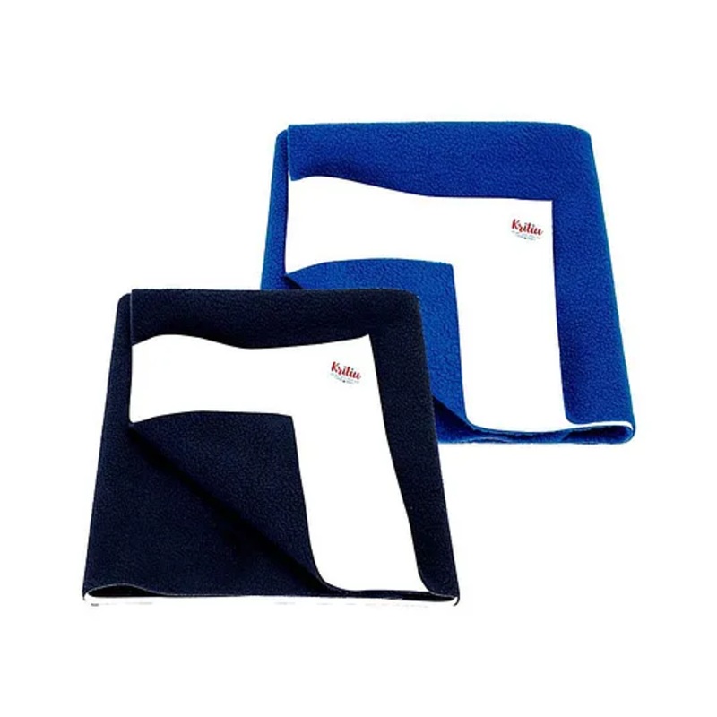 Kritiu Baby Smart Dry Sheet Bed Protector Sheet Small Pack Of 2 – Navyblue & Blue
