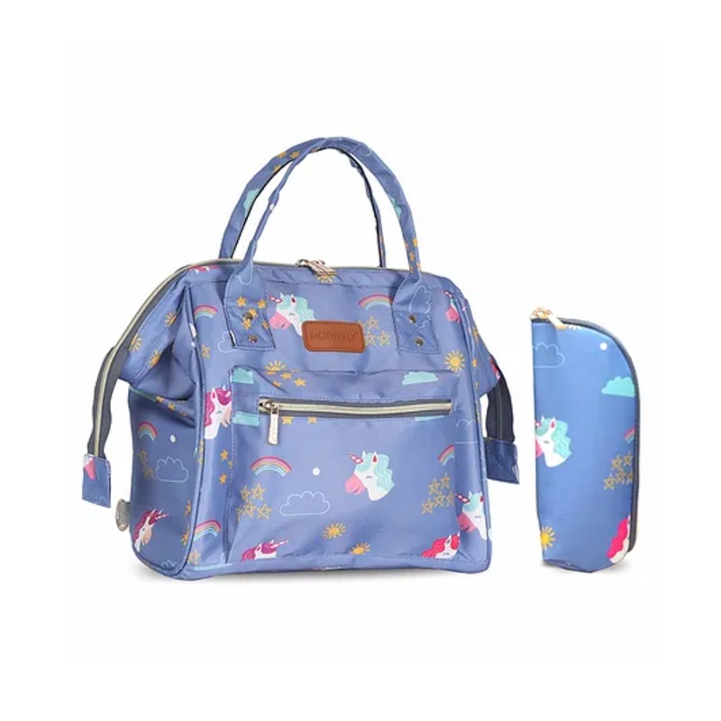 Motherly Nano Diaper Bag For Mothers For Travel With Milk bottle Cover, Small Maternity Handbag For Newborn Baby, Mothers Travelling Bag, Water-Resistant Baby Bag (Pegasus &Starry Sky)