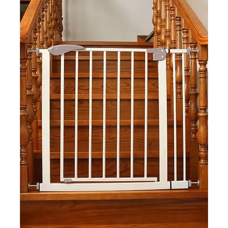 Safe-O-Kid Adjustable One-Year Warranty Baby Safety Gate (75-95 cm)  Durable Metal Child Gate for Kids, Dog Gate, Baby Gate with 2-Way Auto-Close, Secret Lock, No Drill Required (Grey)