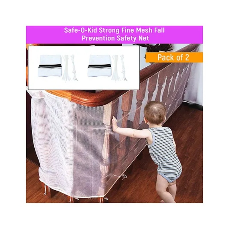 Safe-O-Kid Mesh Fall Prevention Safety Net Set of 2 – White