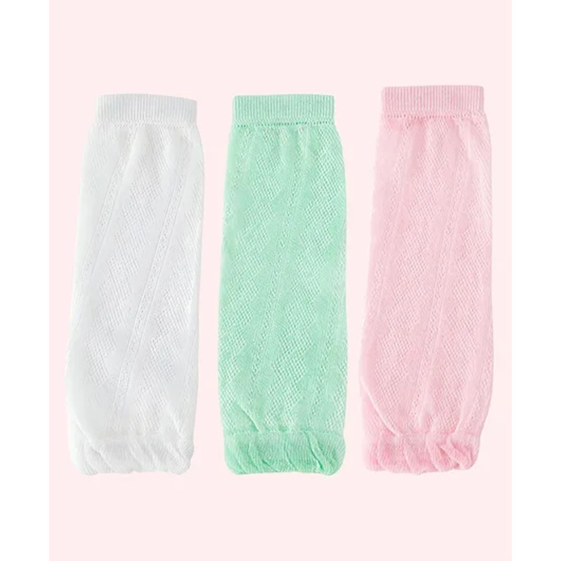 SYGA Cotton Mesh 3 Pairs Knee Pads – Light Green & White & Pink