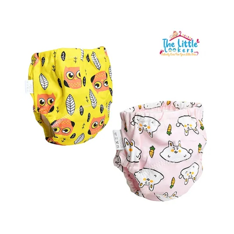 THE LITTLE LOOKERS Potty Training Pants for Babies I Reusable & Waterproof Pull up Underwear | Cloth Diaper for Babies-Yellow & Pink – Small (1 Year – 2 Years) (Pack of 2)