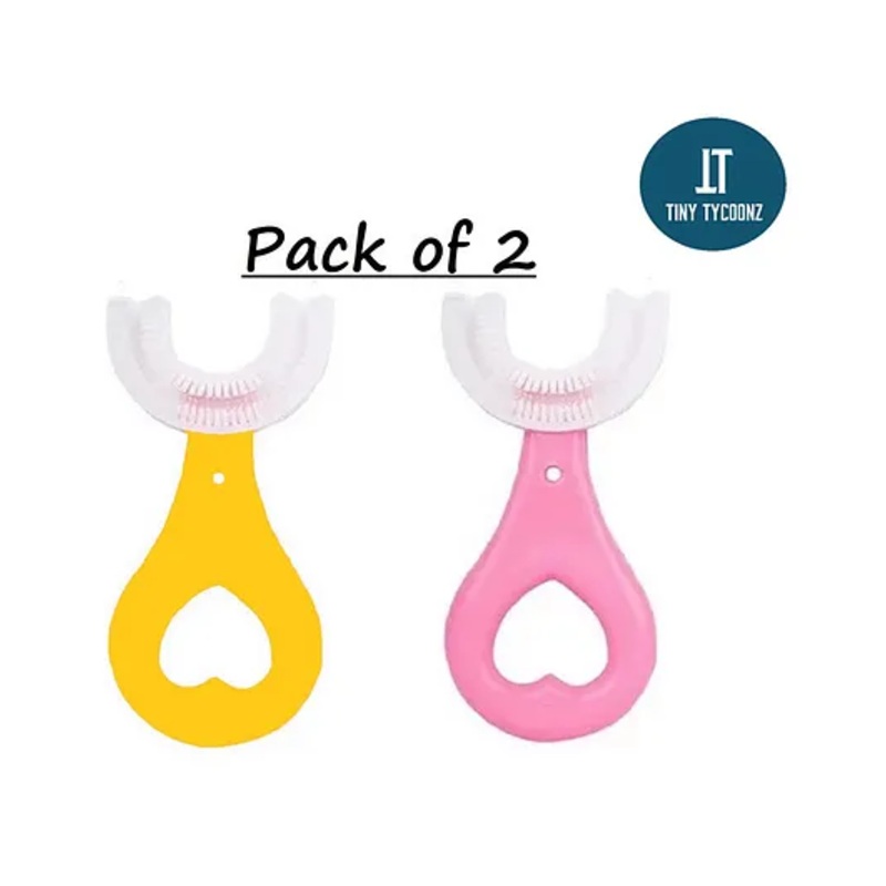 Tiny Tycoonz Soft Sillicone U Shaped Toothbrush Pack of 2 – Multicolor