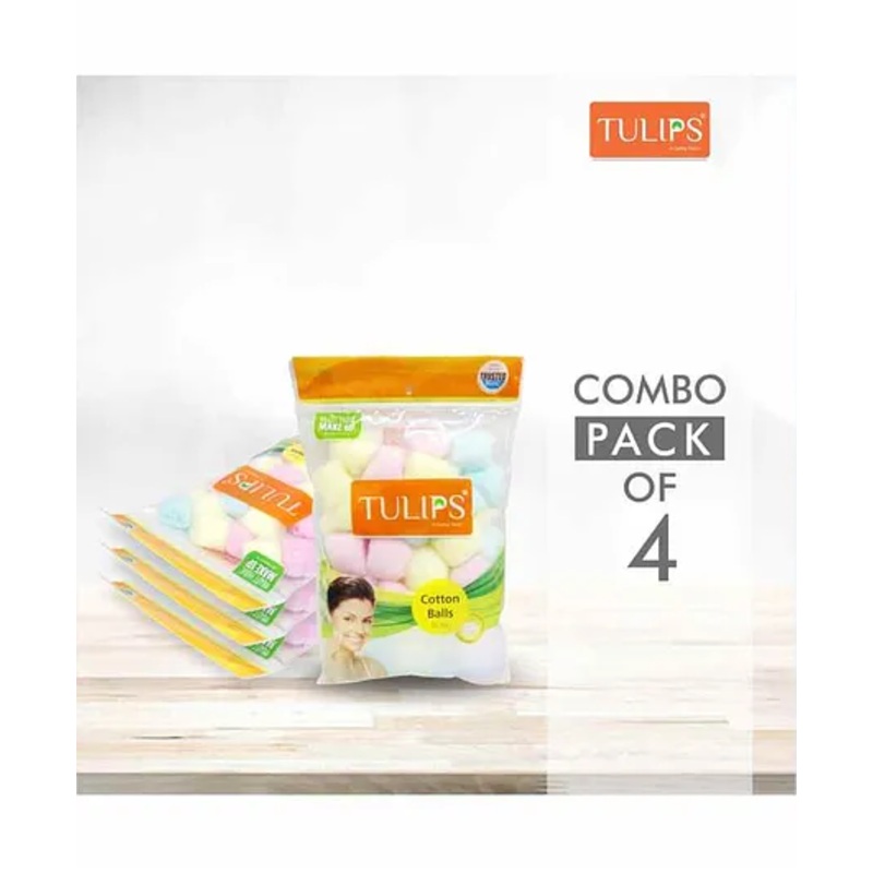 Tulips Premium MultiColour Cotton Balls Pack of 4 – 50 Pieces Each