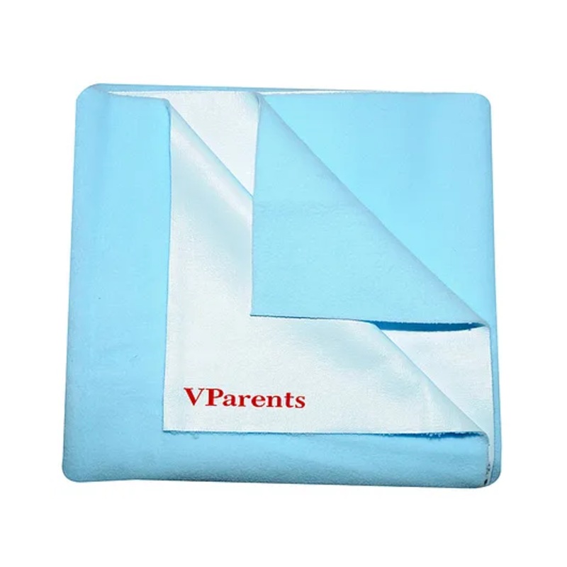 VParents Chubby Cheeks Water Proof Baby Bed Protector Reusable Dry Sheet Sky Blue Small – Sky Blue