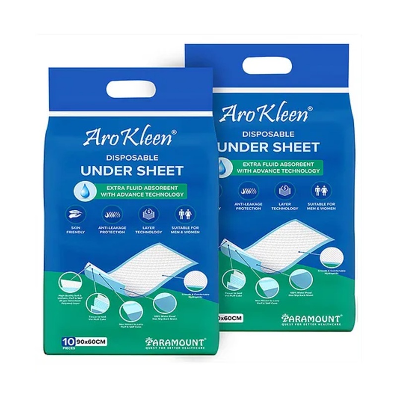 Arokleen Premium Disposable Bed Underpads Large 90×60 CM I 20 Units I Waterproof I Protects Surfaces from Incontinence I Super Soft Polymer Pack of 2