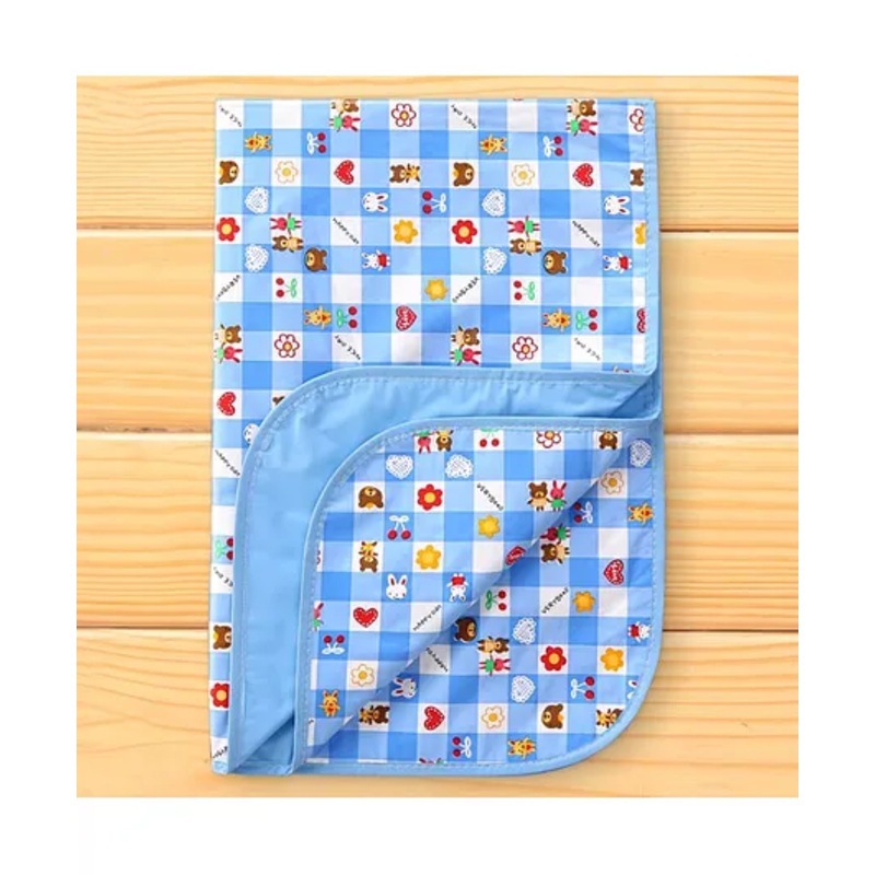 Baby Diaper Changing Waterproof Large Size Mat Happy Day Square Print With PVC Material -Blue