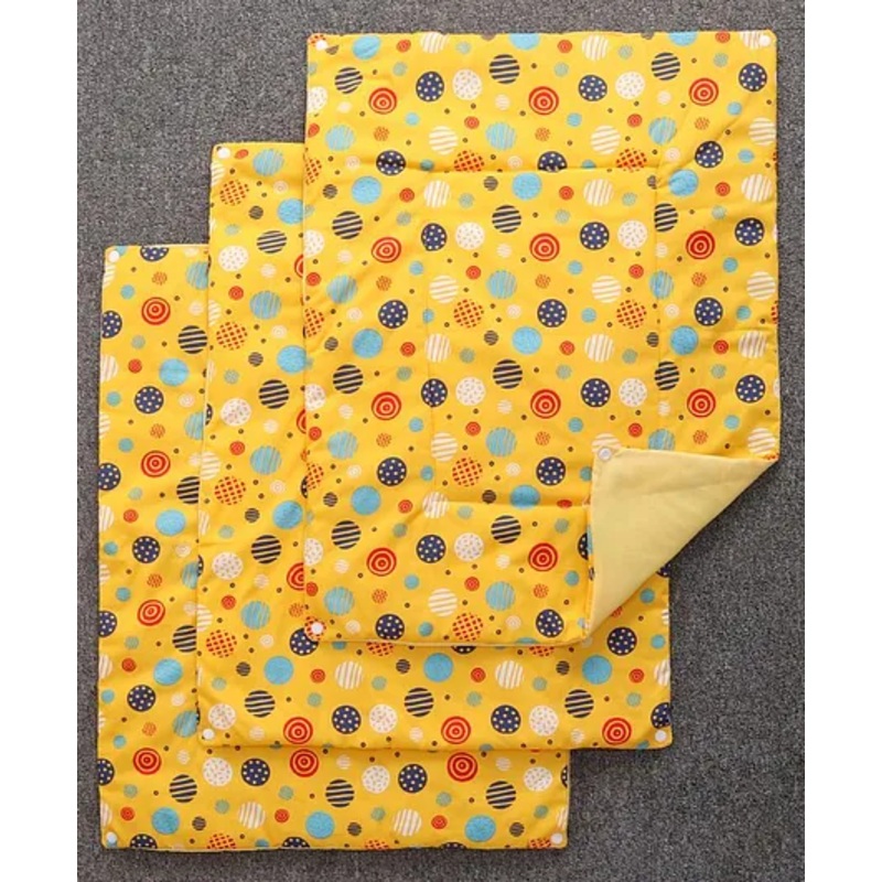 Babyhug Diaper Changing Mat Set of 3 with Removable waterproof Sheet Circle Print-Yellow